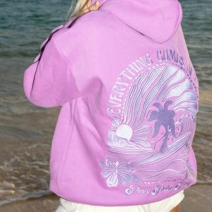 Pink Palm Puff hoodie