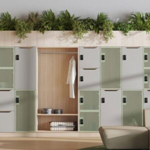 Modern Merino Restroom Cubicles with sleek design and durable compact laminate panels for hygienic washrooms.